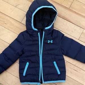 Under Armour Dark Blue and Teal Hooded Jacket - 18M
